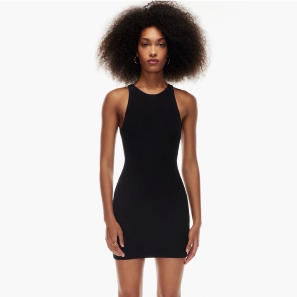 Aritzia Babaton Sculpt knit racer back black mini dress sz XS